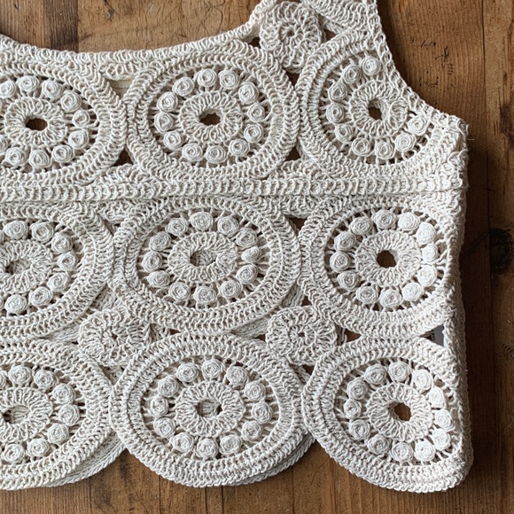 Rebellion Crochet Boho Crop Top in Cream - Picture 13 of 16